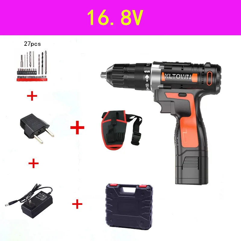 16.8V C XLTOWN 21 В аккумуляторная электрическая дрель многофункциональная перезаряжаемая литиевая батарея Мини Электрическая отвертка бытовые электроинструменты - Цвет: 16.8V C