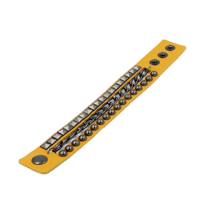 Браслет-цепочка унисекс из искусственной кожи с квадратными заклепками |