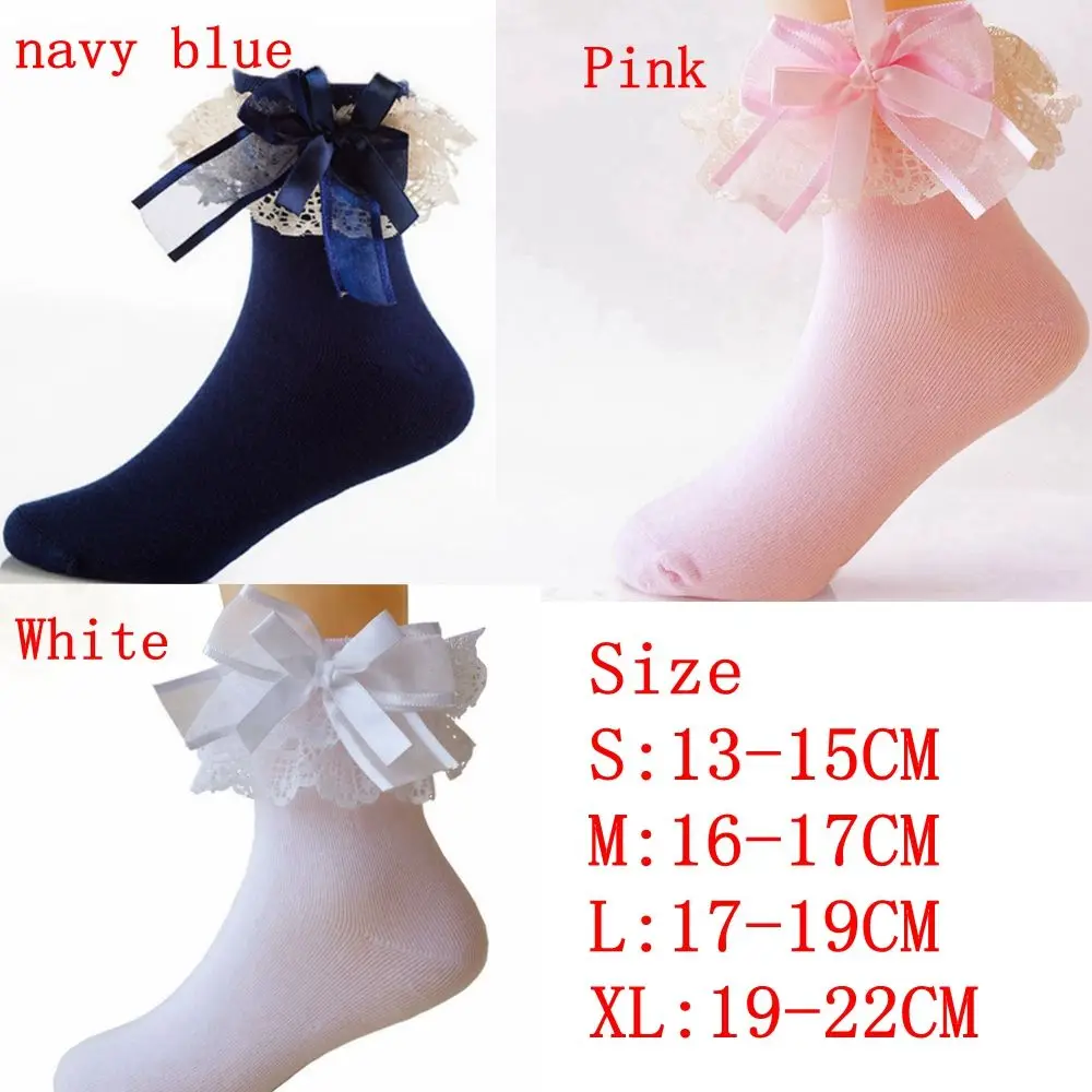 

Women Sweet Retro Lace Short Socks Lolita Frilly Ruffle Cotton Princess Socks Girls Harajuku Soft Comfortable Solid Ankle Socks