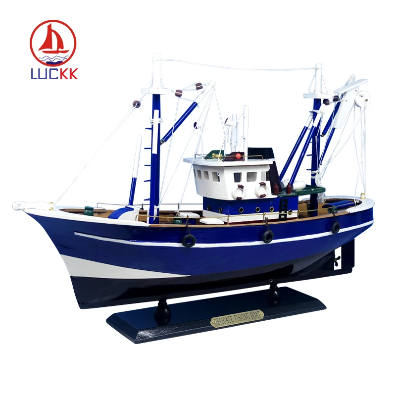 LUCKK рыболовная лодка в американском стиле синяя 45*13*31 см роскошная деревянная
