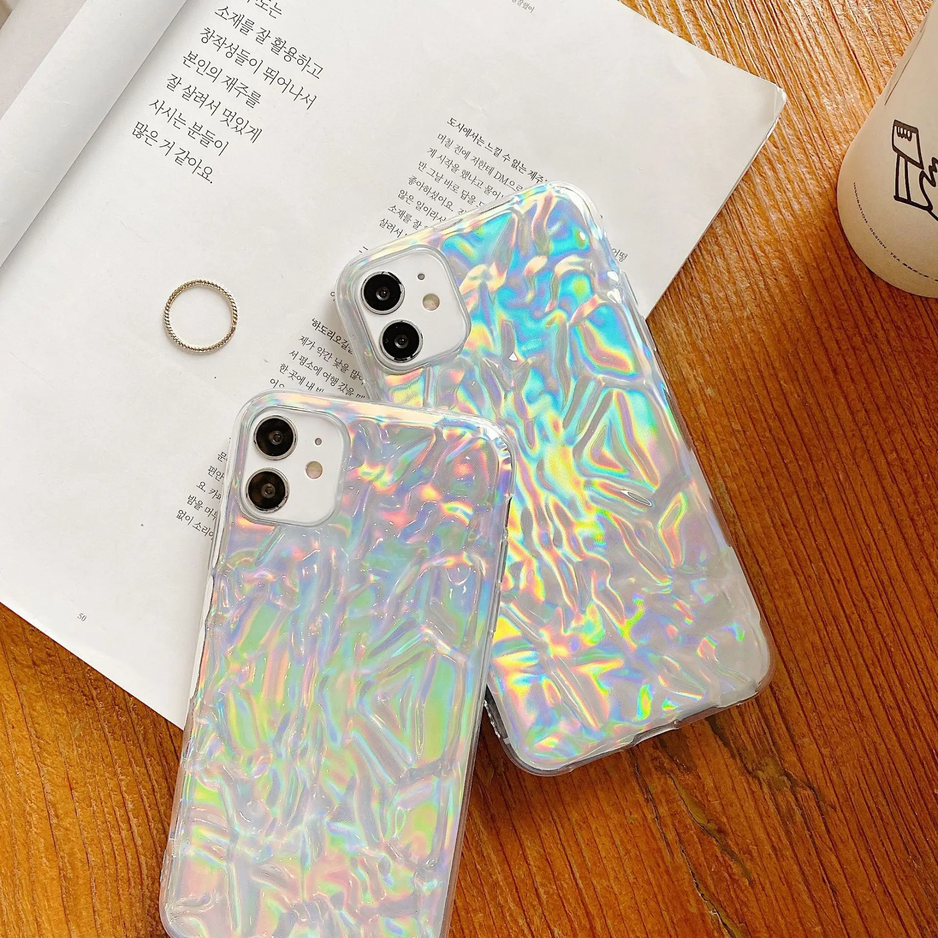 

Glitter Luxury Laser Paper Phone Case for iPhone 12 Mini 11pro X XR XS Max 7 8plus Case Transparent Simple Soft TPU Back Covers