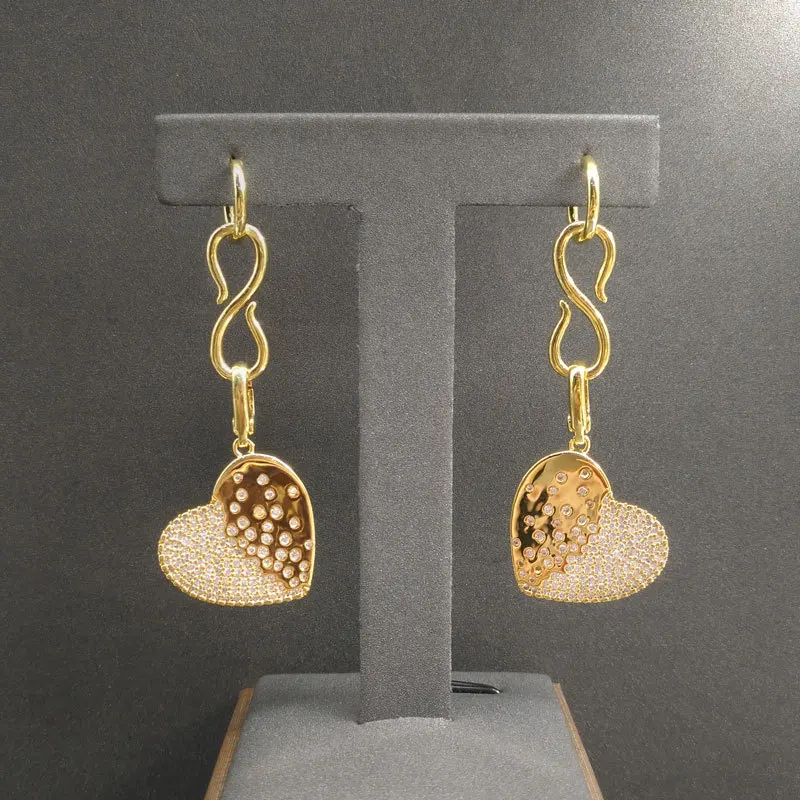 

Cheny s925 серебро Август новый продукт Золотой Желтый в форме сердца Подвесные серьги женские аксессуары для банквечерние