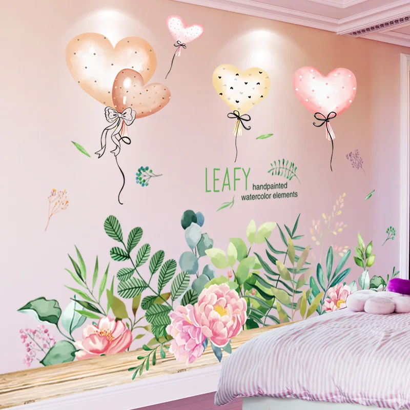 

Cartoon Balloons Wall Stickers DIY Flower Grass Plants Mural Decals for House Kids Rooms Baby Bedroom Kitchen Decoration