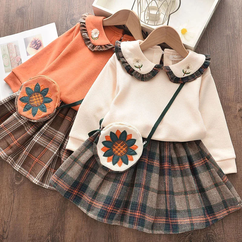 

Vigarelyan Fashion Girls Set Winter Long Sleeve Sweater Shirt Skirt 2 Pcs Clothing Suit Cute Baby Outfits for Kids Girls Clothes