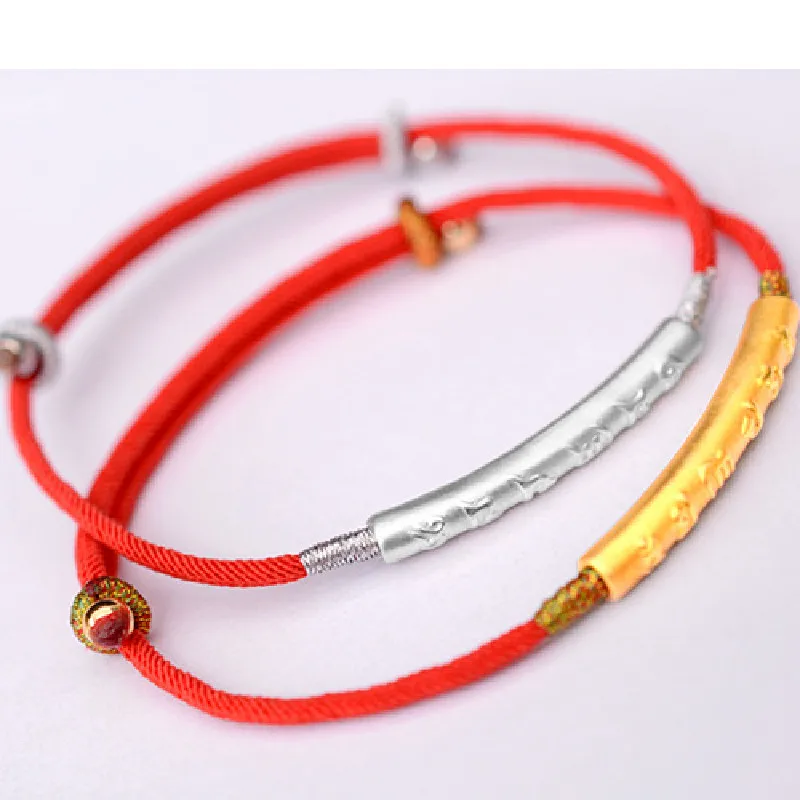 Браслет женский из 2021 чистого серебра браслет с мантрой пробы позолотой красной