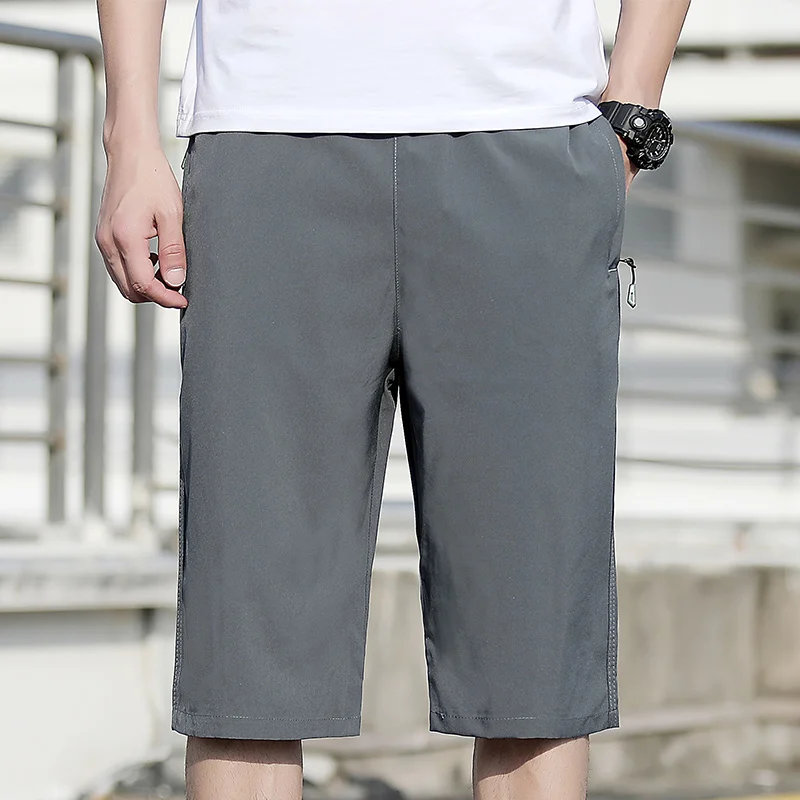 Мужские шорты, 7 точек, длиной выше колена, от M до 8 XL, повседневные шорты большого размера, простые брюки из полиэстерной ткани, добро пожаловать на покупку.