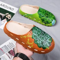 39 46 summer new couple sandals hole shoes unisex slippers garden shoes coconut color sandals