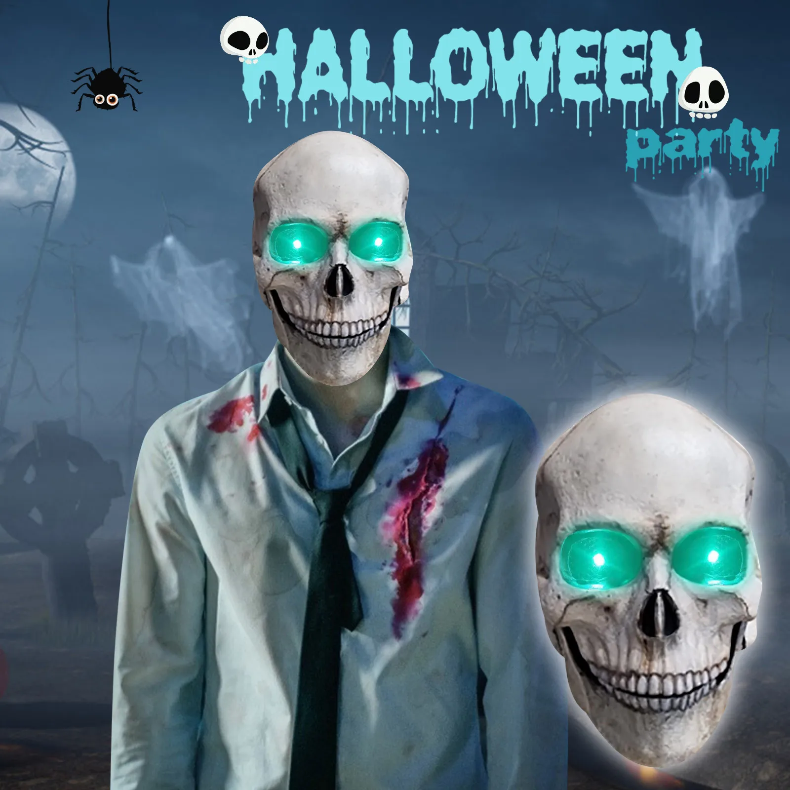 

Halloween Mask LED Light up Mask Cosplay Glowing in The Dark Mask Costume Halloween Face Masks for Men Women Light Up Face Mask