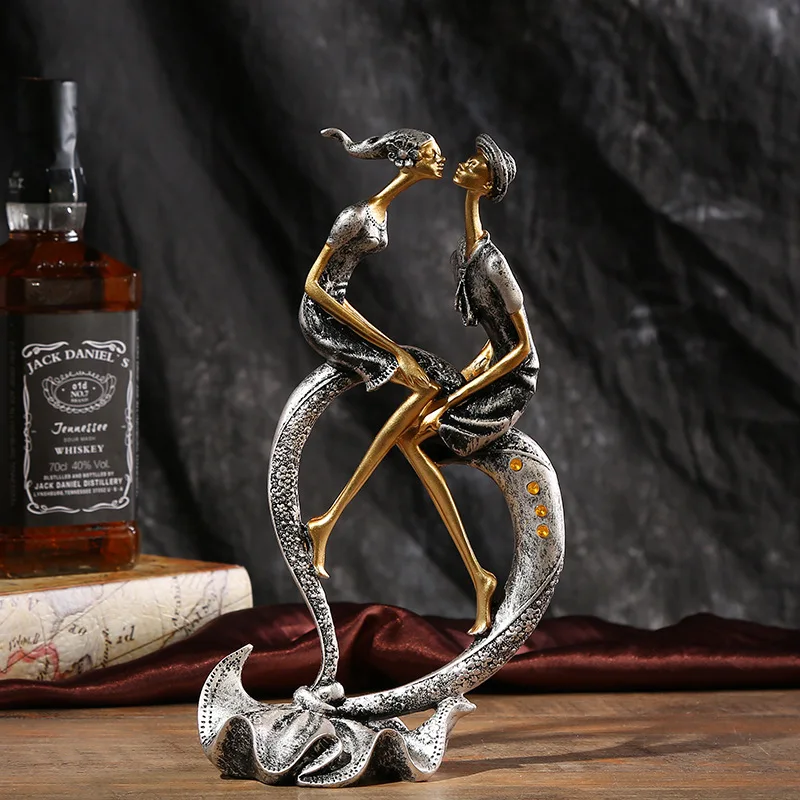 Поцелуй Пара Статуэтка из смолы ручной работы для влюбленных украшение дома