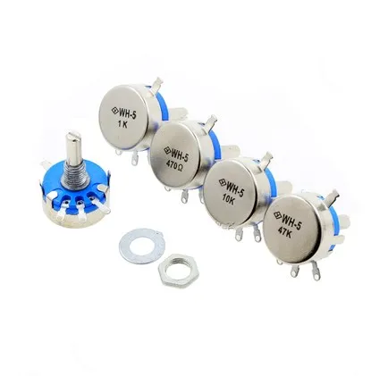 WH5-1A 470 1K 1K5 4K7 10K 22K 47K 100K 220K 470K 1M ohm 3-клеммы круглый вал поворотный конический