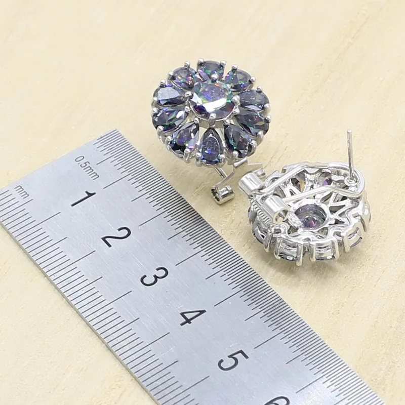 Серебряный цвет с радужным цирконием Дубайский браслет серьги ожерелье подвеска