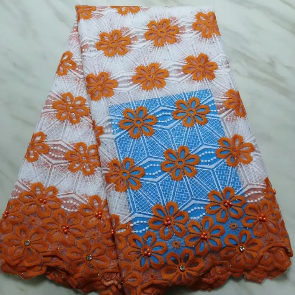 Ярко желтая французская кружевная ткань 2019 Африканский нигерийский Тюль с