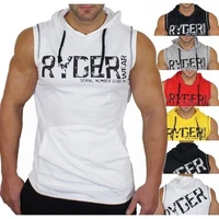 new mens running tank top hoodies sleeveless t shirts sports fitness singlets stringer muscle bodybuilding workout gym vest