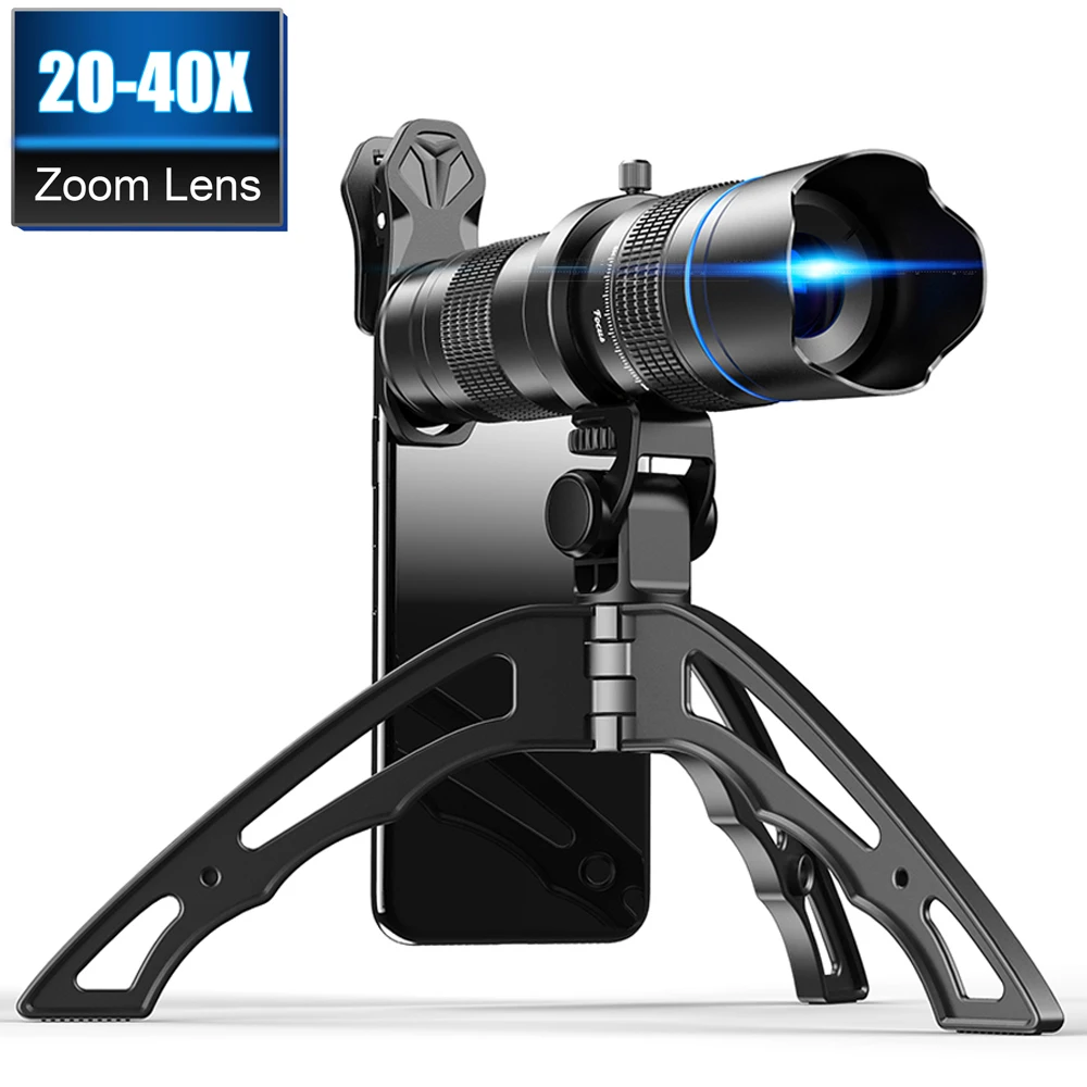 

APEXEL Optional HD 20x-40x zoom telescope telephoto lens monocular mobile lens+ selfie tripod for Samsung iPhone all Smartphones