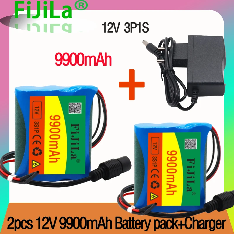 

100% New 12 V 9900 mAh 3S1P Batterie Au Lithium 18650 Batterie Au Lithium Pack Protection Conseil Rechargeable 1A Chargeur
