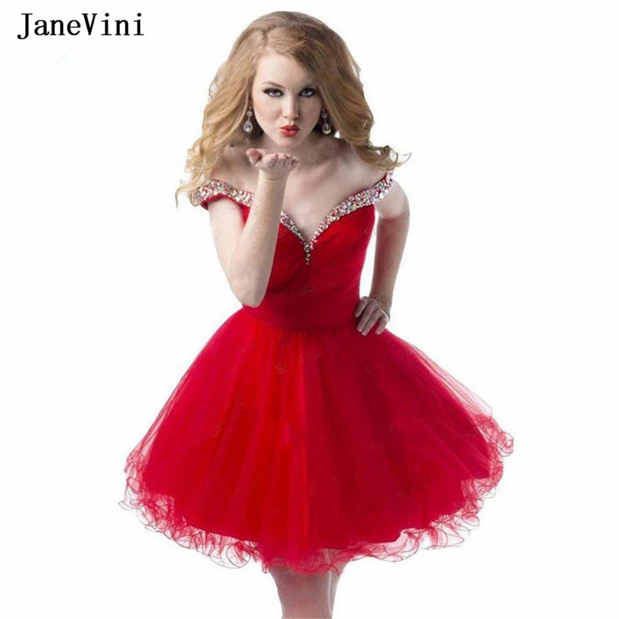 JaneVini сексуальное красное платье из органзы для выпускного вечера вечернее
