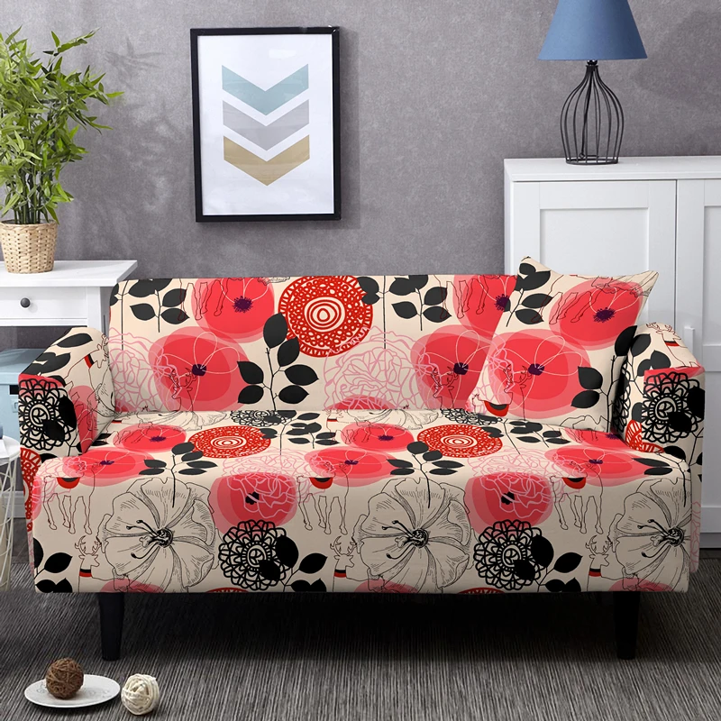 Elegant Flowers 1/2/3/4 Seater Elastic Sofa Cover For Living Room Full-cover Stretch Corner Couch Covers Universal Slipcovers | Дом и сад