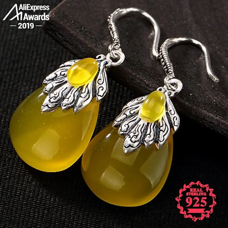 Серьги из серебра S925 пробы изысканные серьги 925 с полудрагоценными камнями в