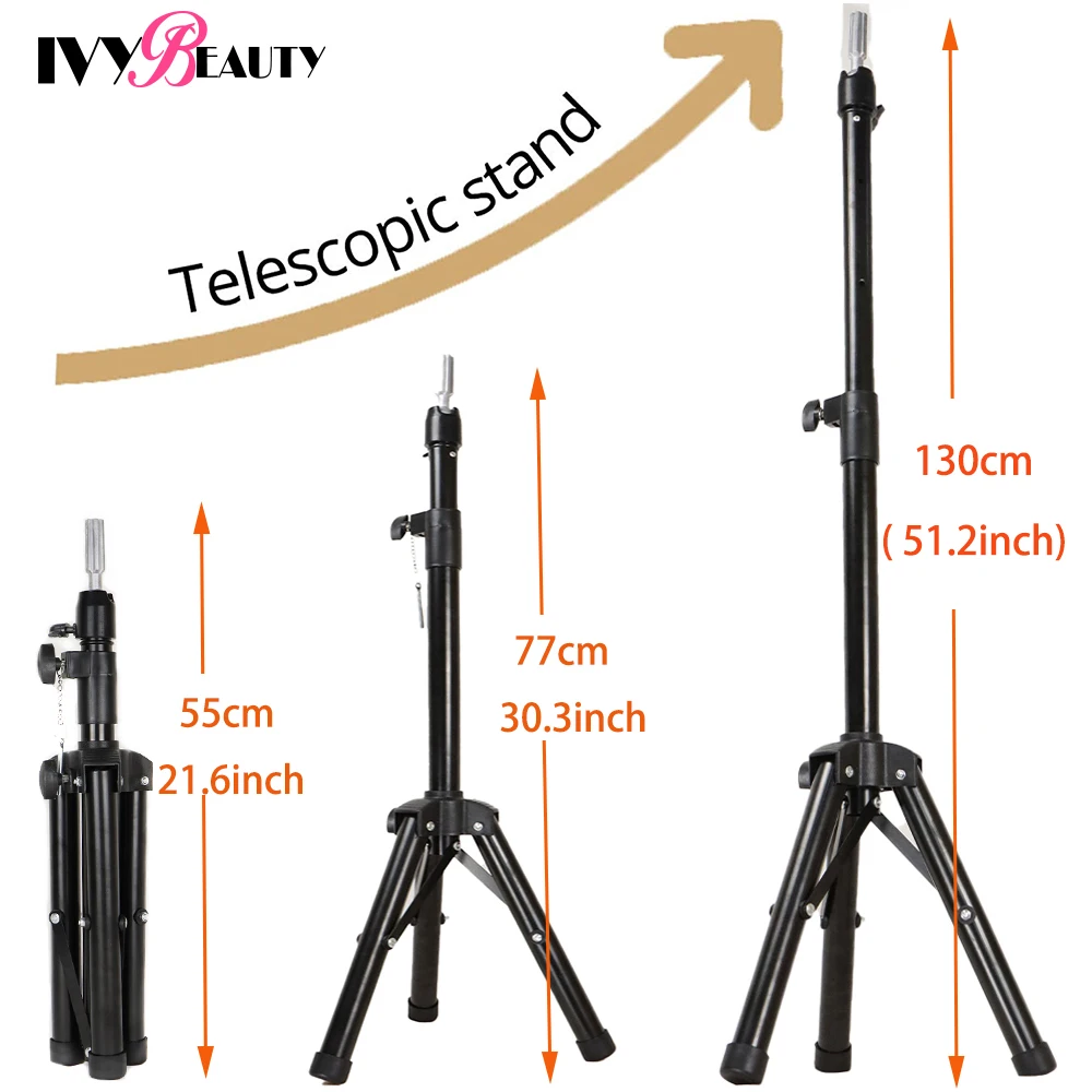 durable wig stand tripod mannequin training head stand hold for wigs making adjustable wigs head stand tripod for canvas head free global shipping