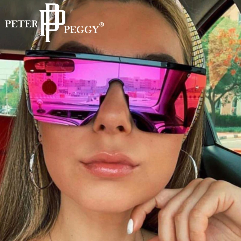 

Oversized Square Sunglasses Women 2020 Luxury Transparent Colorful Sunglasses Women Designer Men Vintage Flat Top Eyewear Uv400