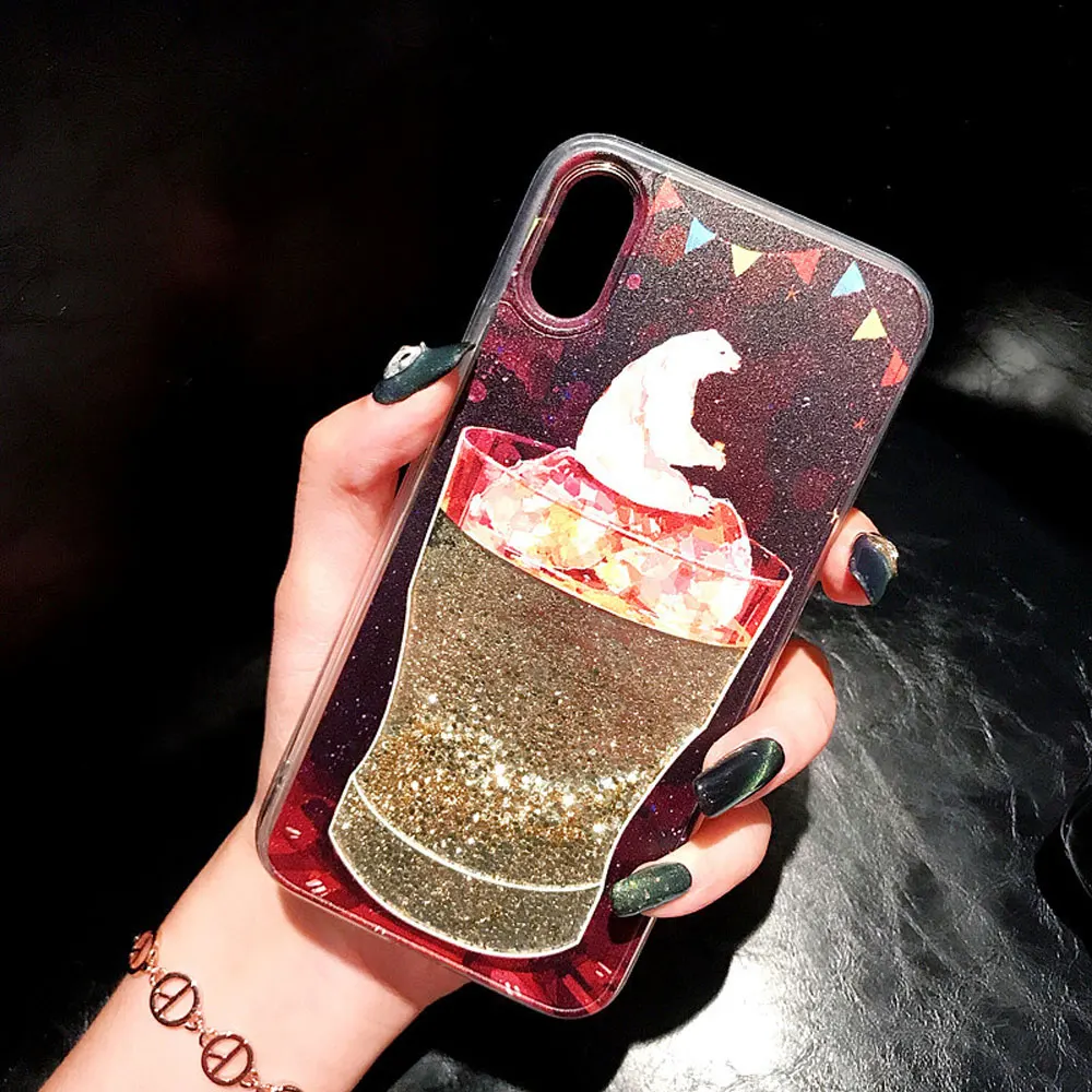 Мягкий чехол для телефона из ТПУ с рисунком акулы медведя динамического жидкого