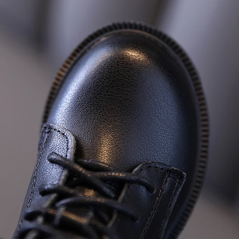 Черные ботинки для мальчиков детские из натуральной кожи Модные ботильоны на