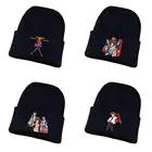 Зимняя теплая шапка в стиле аниме для старшей школы, вязаная шапка, шапка унисекс, хлопковая шапка с принтом, зимняя вязаная шапка для подростков, шапки-бини, шапка