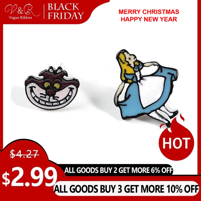 2019 серьги с черным покрытием кошка/эпоксидная вставка кролик/Открытое