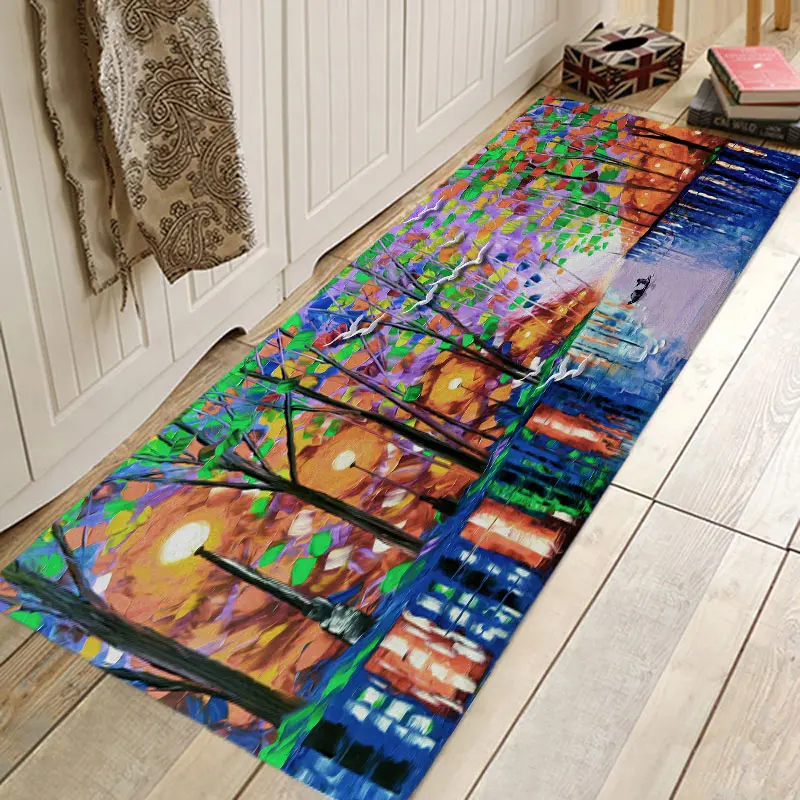 

Противоскользящие напольные коврики с рисунком пейзажа, масляной живописи, для спальни, гостиной, кухни, ванной