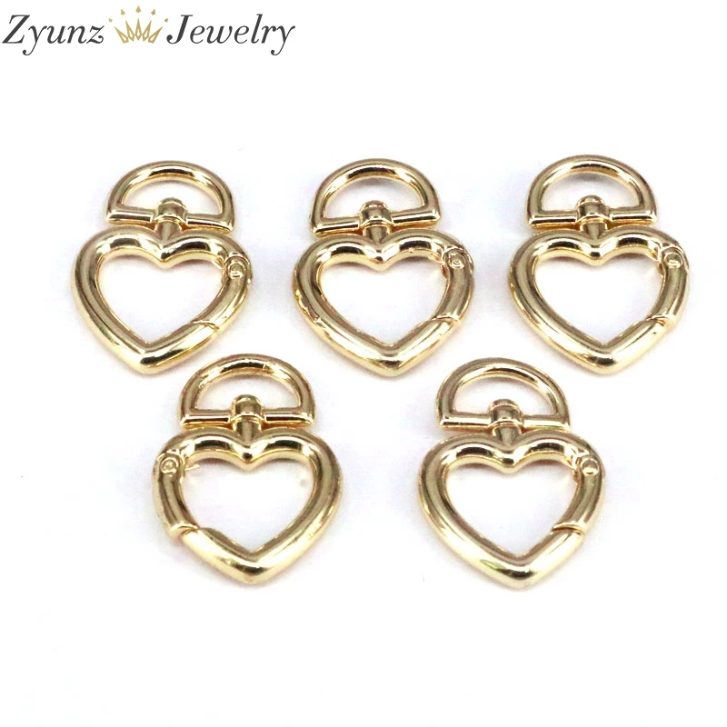 

10PCS, DIY Simplicity Gold Press Clasps For Jewelry Making Copper Heart Clasp Handmade Necklace Accessories