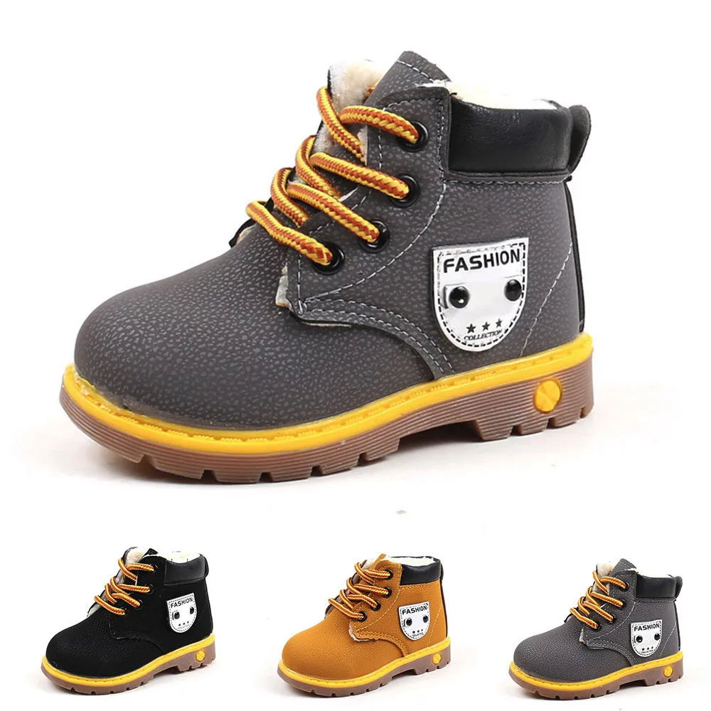 Зимние теплые детские ботинки удобные плюшевые для маленьких мальчиков и