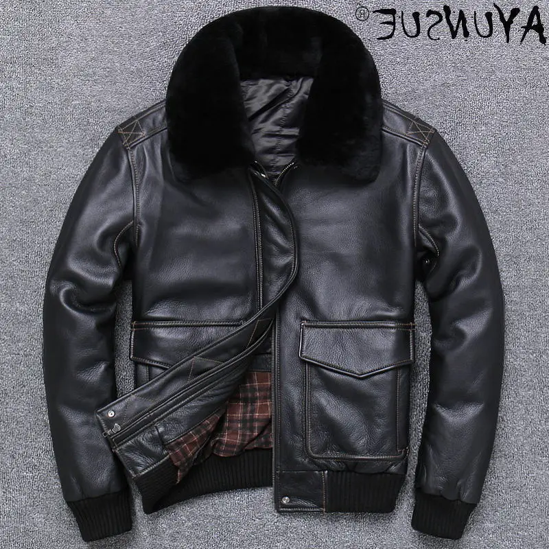 

Genuine 2021 Men's Cow Leather Jacket Men Clothing Thick Coat Winter Clothes Mens Jackets Fashion Outwear Veste LXR696