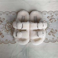 european station wool slippers ladies 100 fur slippers high quality wool slippers fluffy flat heel slippers