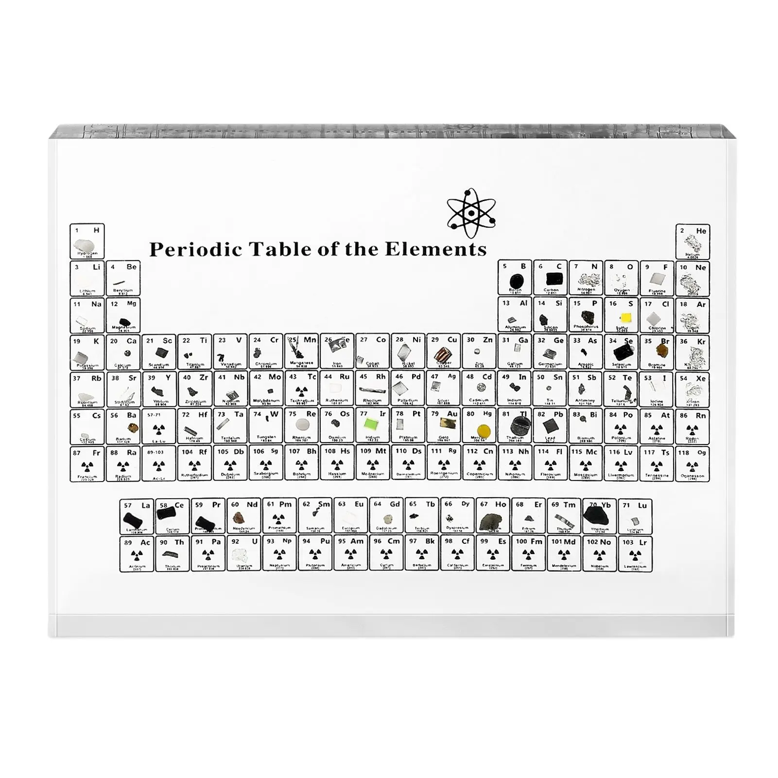 Periodic Table Of Chemical Elements Chemical Elements with real elements Display Card Three-Dimensional Glass Shape Chemistry