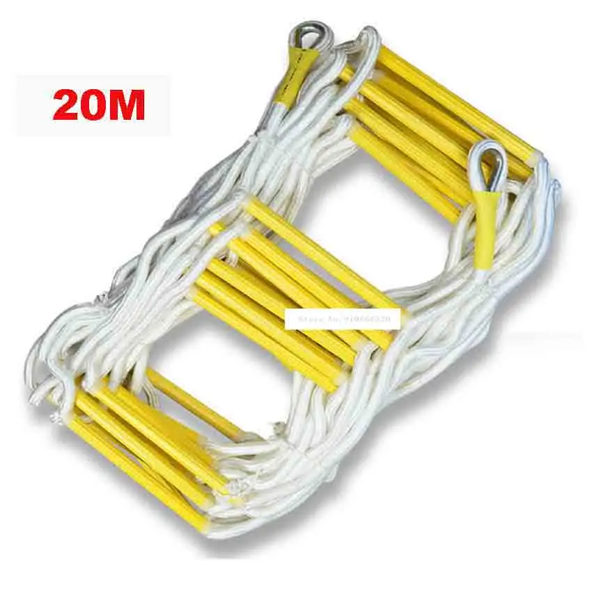 20M Rescue Rope Ladder 4-5th Floor Escape Ladder Emergency Work Safety Response Fire Rescue Rock Climbing Anti-skid Soft Ladder