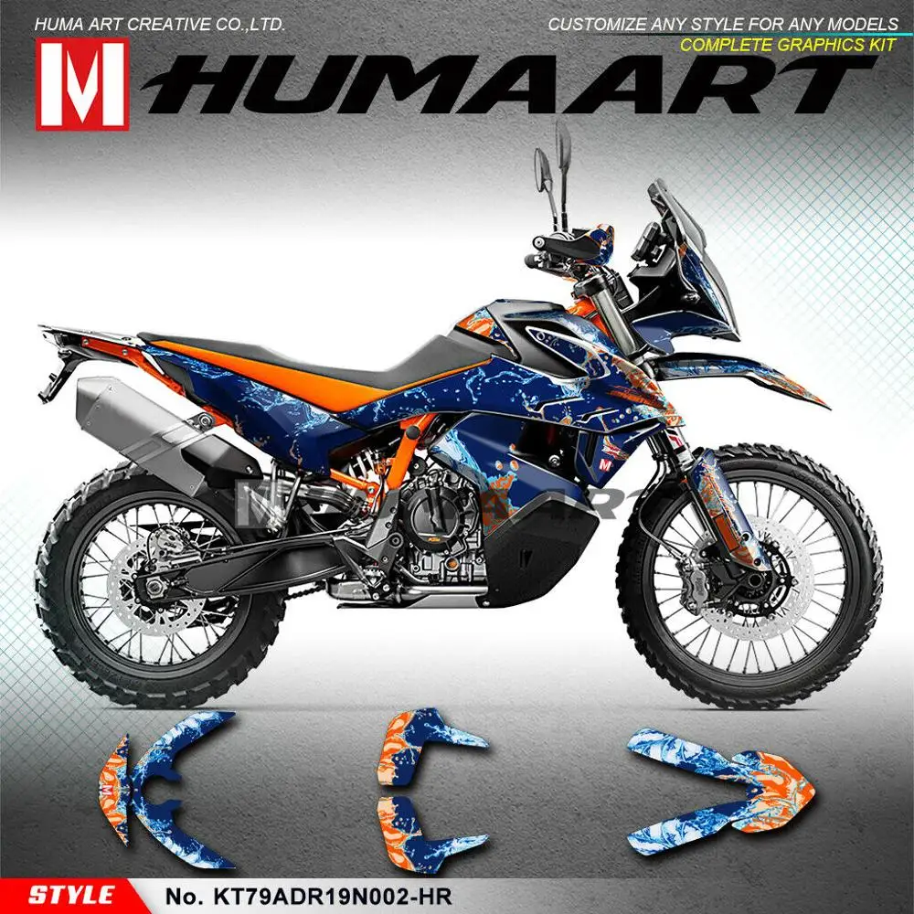 

HUMAART Custom Graphics Racing Sticker Vinyl Wrap Kit Motorbike Deco for 790 Adventure R ADV 2019 2020, Blue