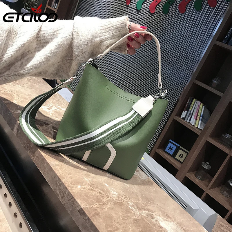 

Women Vintage Shoulder Bag PU Leather Handbag Solid Bucket Fashion Message Bag Small Simplicity Square Bag Women bags