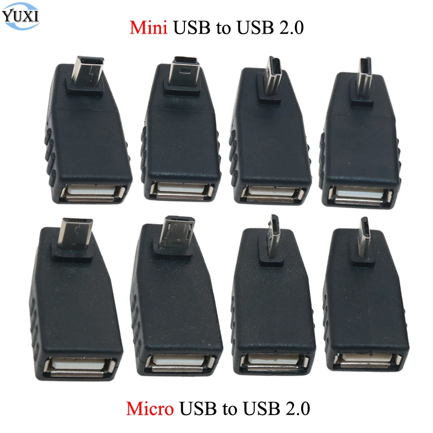 

YuXi 90 Degree Left/Right/up/Down angle USB 2.0 Type A Female to 5-pin B Male Micro / Mini USB OTG Host USB 2.0 adapter