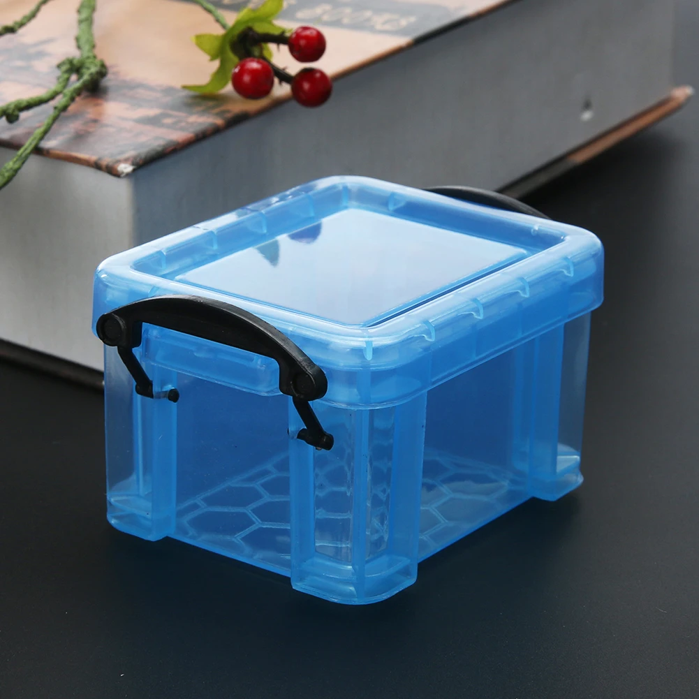 

Cute Storage Box Home Small Mini Lock Box Candy Color Lock Button Mini Desktop Storage Box (Candy Blue) Storage Room Bathroom