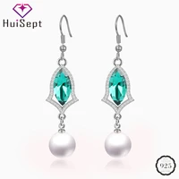 huisept trendy pearl earrings 925 silver jewelry with zircon gemstone drop earrings accessories for women wedding party gifts