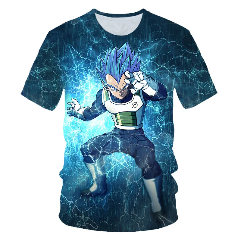 

New Chidren Boys Summer Short Sleeve Round Neck Cartoon T-shirt Fashion 3D Printing Dragon-Ball Series New Kid's Tops 2021
