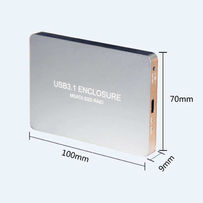 usb c usb3 1 type c to 2 ports msata ssd raid 0 1 pm hdd enclosure adapter 3030 3050 hard disk box external box 800mb free global shipping