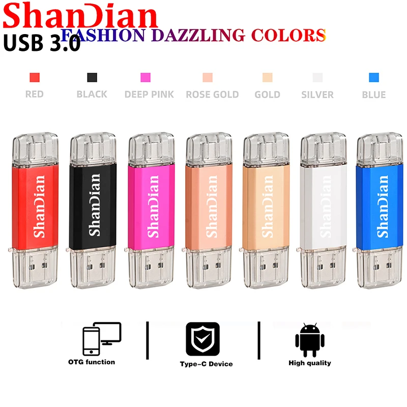 

Hotsale SHANDIAN OTG USB Flash Drive Type C Pen Drive 512GB 256GB 128GB 64GB 32GB 16GB USB Stick 3.0 Pendrive for Type-C Device