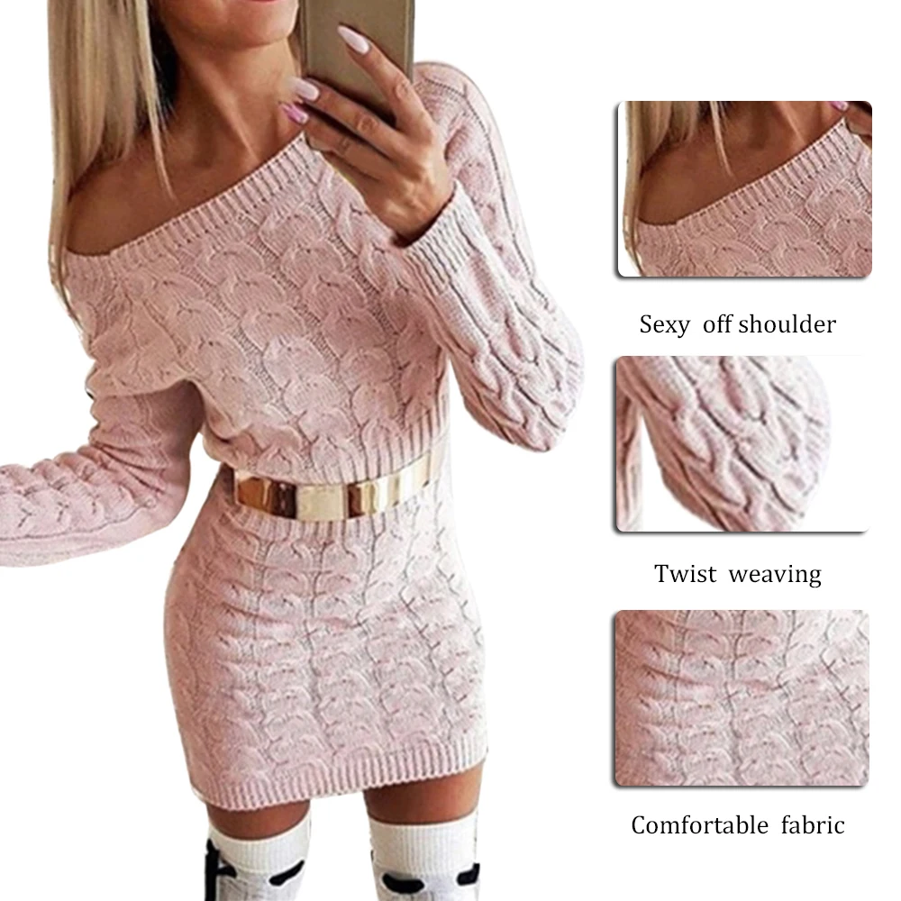 

Sfit Sexy Bodycon Mini Sweater Dress Women 2019 Knitwear Autumn Casual Fashion Winter Black Yellow White Warm Knitted Dress