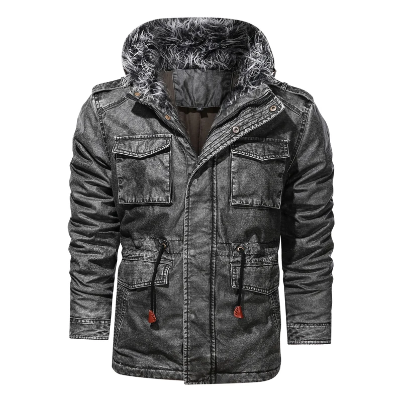 Мужская зимняя длинная теплая парка с толстой капюшоном Куртка Пальто Верхняя