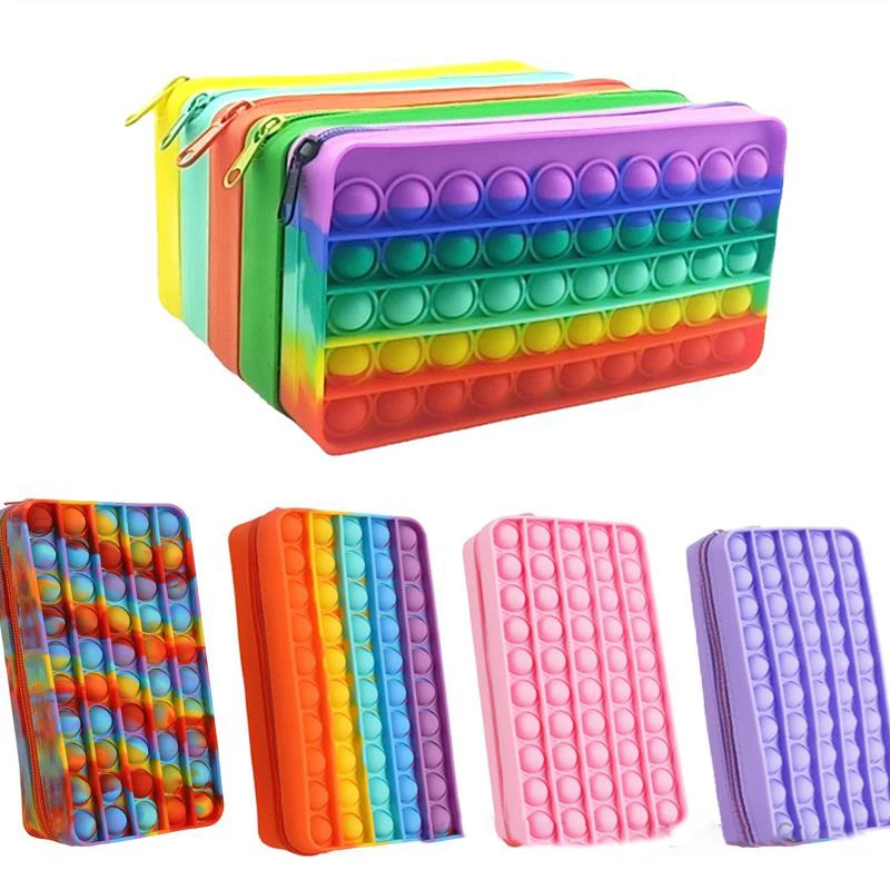 Милые силиконовые чехлы-бумажники пузырьки фиджет-игрушки чехол-карандаш