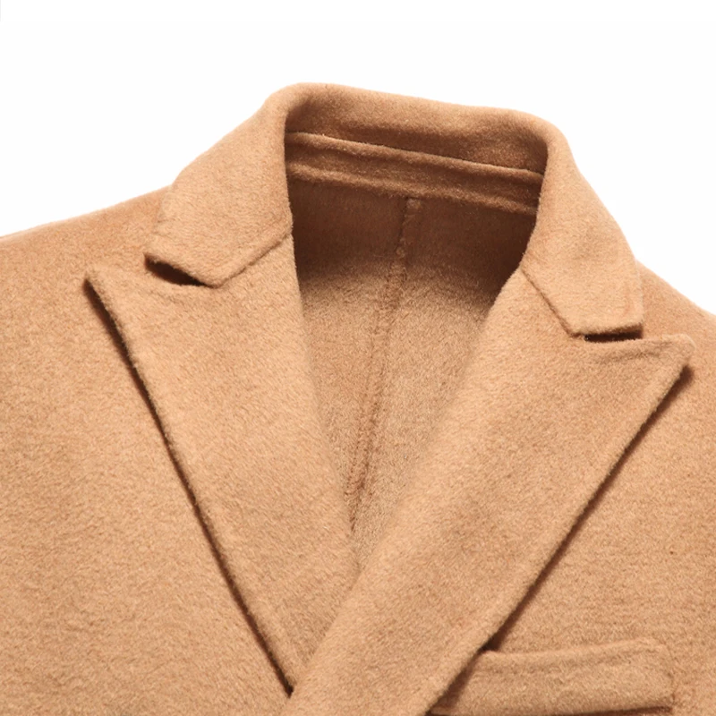 Winter Men's Casual Wool Trench Coat Fashion Business Medium Solid Thicken Slim Windbreaker Overcoat Jacket Male Plus Size 3XL | Мужская