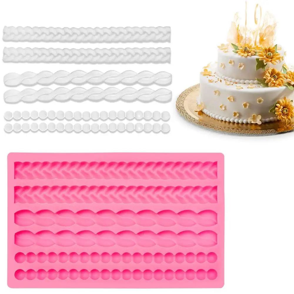 Силиконовые формы для помадки 3d перламутровые вязания веревки инструмент
