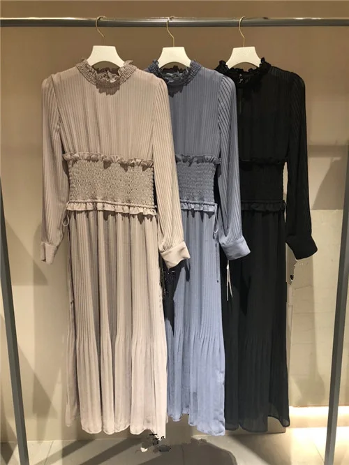 

Neploe 2021 Spring New Knit Patchwork Vestidos Elegant Vintage Pleated Slim Waist Women Dress Solid Casual Aesthetic Dresses