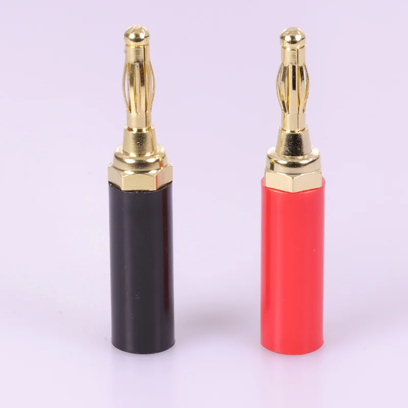 

100pcs/lot 4MM Banana Male Connector Audio Speaker Adapter Banana Plug Wire Connector 5pairs Red+Black Colors